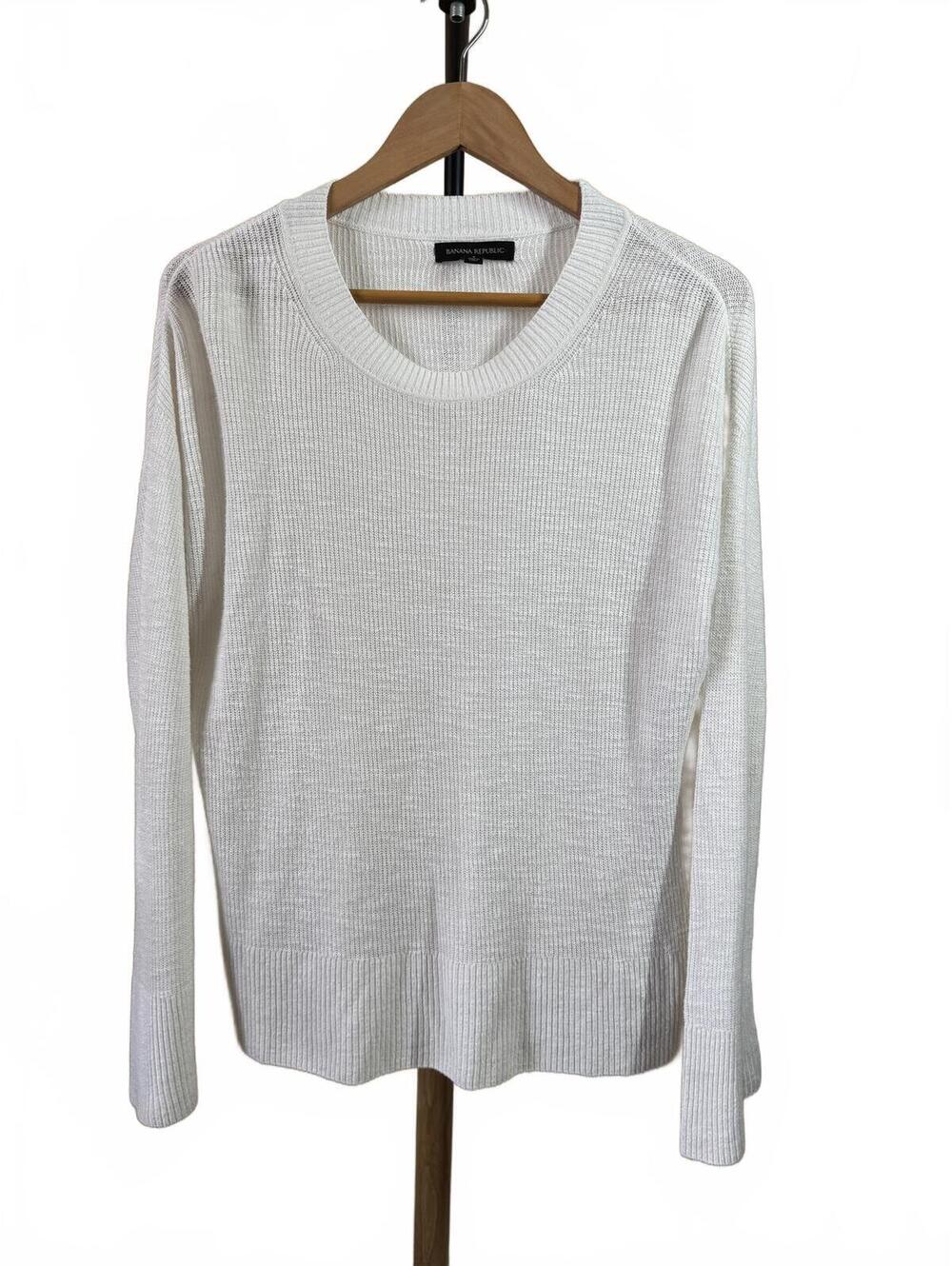 Banana Republic White Ribbed Knit Sweater Size Small